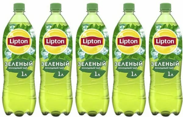 Холодный чай Lipton зеленый, комплект: 5 бутылок по 1 л