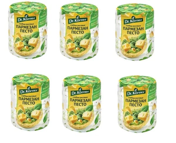 Dr. Korner Хлебцы Рисовые с песто и пармезаном, 80г, 6шт