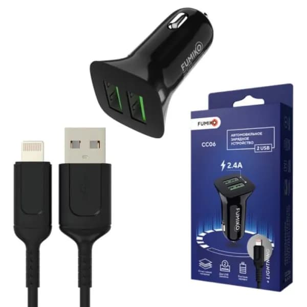 СЗУ-2USB Lightning FUMIKO CC06 *1м, *2.1А, Black FCC06-04