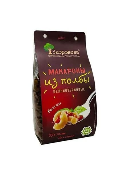 Здороведа Макароны цельнозерновые из полбы "Рожки", 350 г