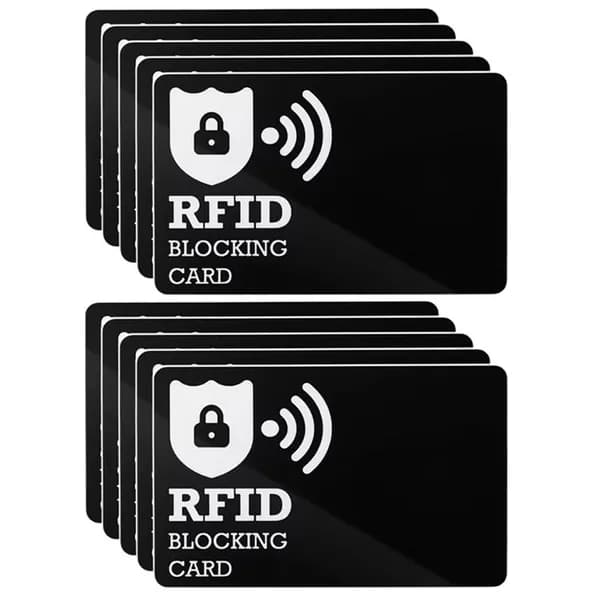 Набор из 10 RFID-блокирующих карт, защищающих банковские карты и документы с NFC. Надёжная защита личных данных для путешествий / компактный формат тонкая карта