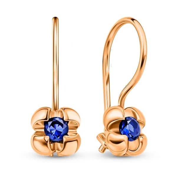 Серьги детские с фианитами из красного золота 585 пробы 585GOLD