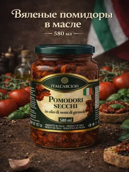 Вяленые помидоры, томаты в масле с базиликом 580 мл