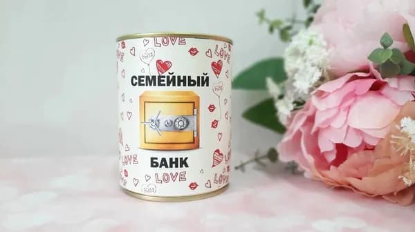 Подарок на свадьбу, свадебная банка для денег "Семейный банк"