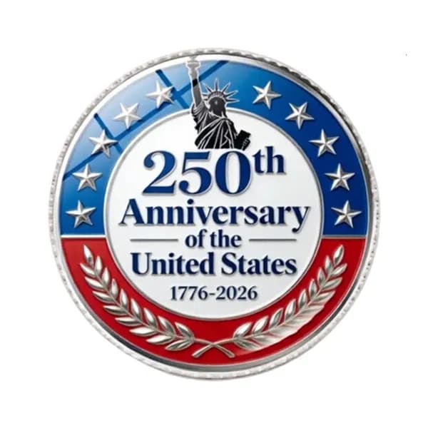Значок 250 лет Дня независимости США , Серебро - 8