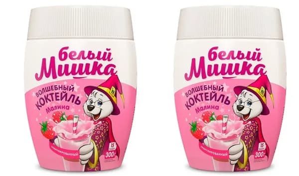 Белый мишка Молочный коктейль Малина, гранулированный, 300 г, 2 шт