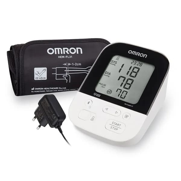 Тонометр автоматический OMRON M4 Intelli IT (HEM-7155T-ALRU), на плечо, медицинский, с адаптером, манжетой 22-42 см и технологией интеллектуального измерения Intellisense