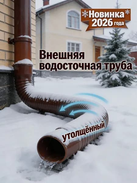 Труба водосточная гофрированная, ПВХ, диаметр 80/100 мм, для отвода дождевой воды.