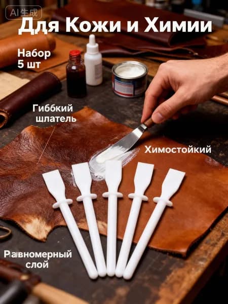 Шпатель для клея и краски по коже 5 шт., гибкий аппликатор для нанесения химии, лопатка для работы с кожей, инструмент кожевника, полипропилен