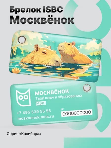 Брелок Москвёнок Капибара на море, Электронная карта школьника, ISBC