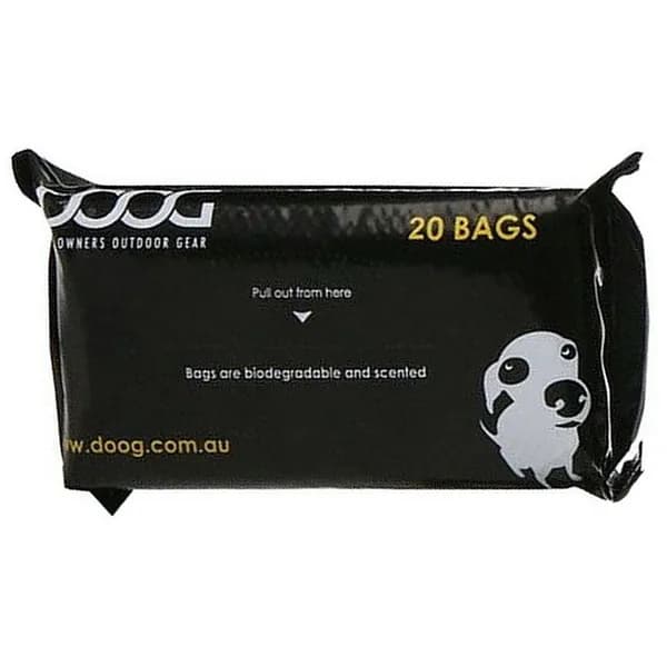 Пакеты биоразлагаемые для уборки за собакой DOOG, чёрные, 20шт/уп (1х20) (Австралия)