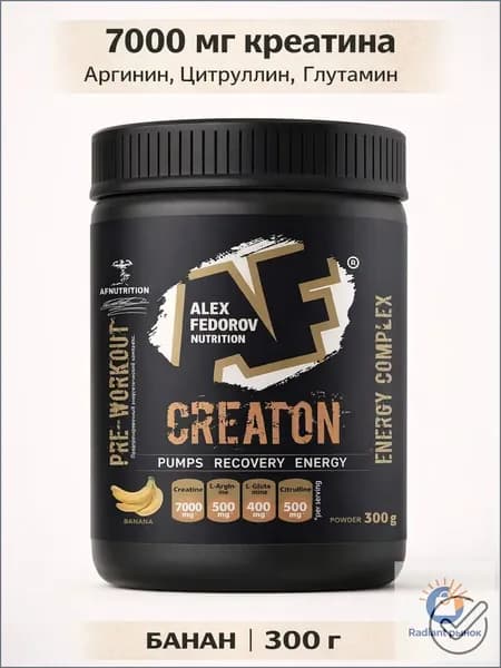 Креатин AF Nutrition, Creaton 7000, моногидрат, вкус банан, 300 г