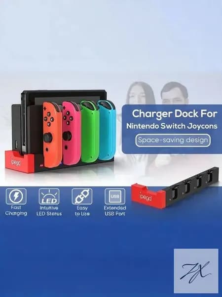 Док-станция для зарядки 4 Joy-Con (Nintendo Switch/OLED) - зарядное устройство для контроллеров