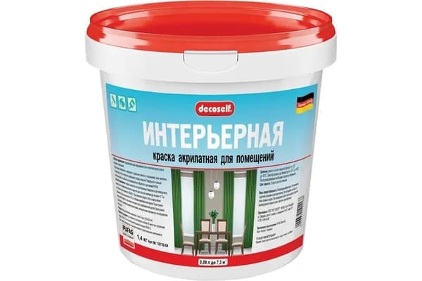 ПУФАС Краска интерьерная белая Decoself мороз. (0,89л-1,4кг) КИ