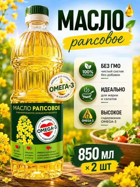 Золотая капля / Масло рапсовое рафинированное Беларусь, 2шт по 850мл