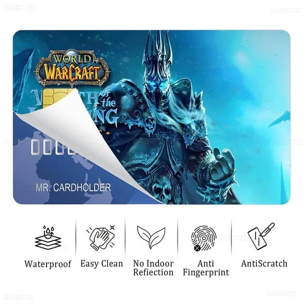 World of Warcraft Мир Warcraft Игра Наклейки на банковские карты, матовая противоскользящая набор