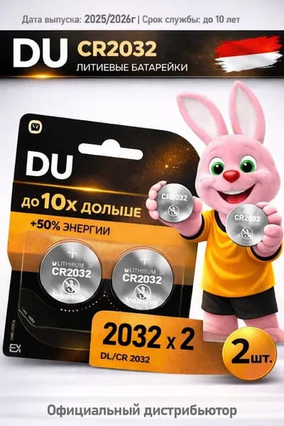 Батарейка CR2032, Li (литиевый) тип, 250 мА•ч, 2 шт