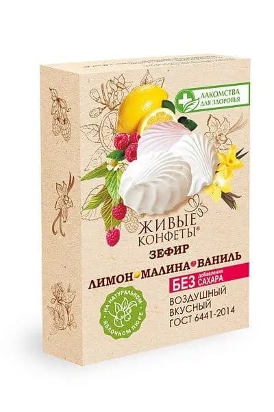 Зефир Лакомства для здоровья Лимон + малина + ваниль на фруктозе, 240г