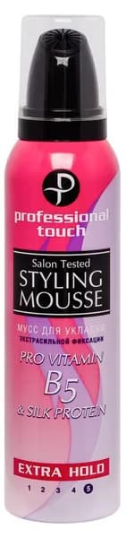 PROFESSIONAL TOUCH Мусс для волос Pro vitamin B5 & Silk Protein, Экстрасильной фиксации, 150 мл
