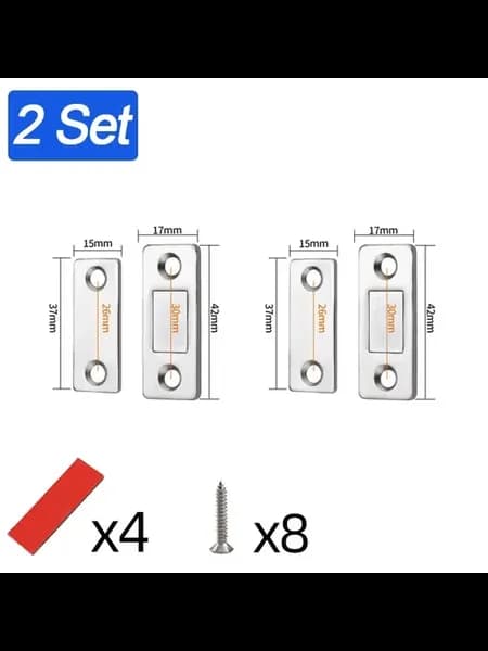 Металлические магнитные защелки для шкафа, 2 Set-Silver