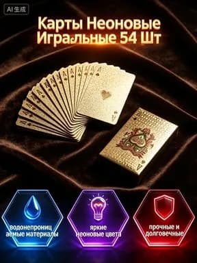 карты игральные пластиковые золотые 54 штуки водонепроницаемые покерные карты для игр и фокусов