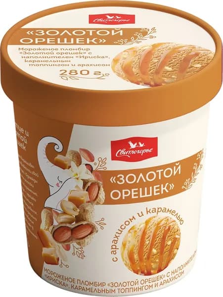 Мороженое пломбир Золотой орешек 15%, 280 г, Свитлогорье