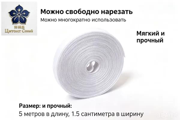 Стяжка для проводов, лента липучка, держатель кабеля, белая 5.007M