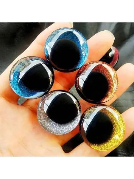 12mm 20 шт Глазки для игрушек блестящие 3D глаза для амигуруми и DIY поделок с фиксаторами