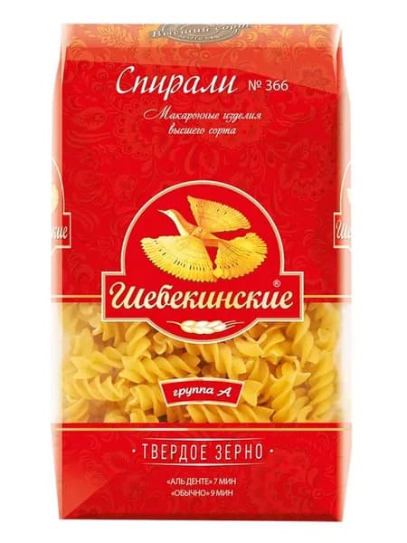 Макаронные изделия Шебекинские спирали №366, 450г x 1 шт
