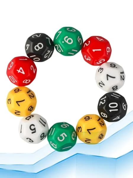 Акриловые додекаэдрические игральные кости, 10 шт.
