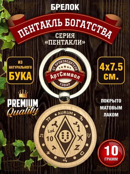 Брелок Пентакль, талисман на ключи, амулет, Пентакль богатства