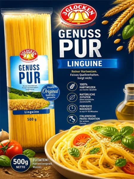 Макаронные изделия 3 Glocken Linguine Genuss Pur, 500г