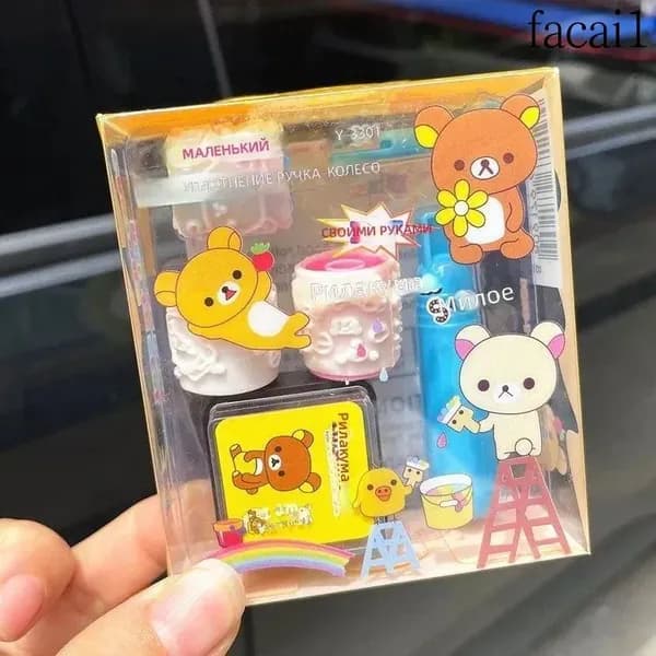 Набор декоративных роликовых штампов для детей, тема Rilakkuma , оранжево-желтый