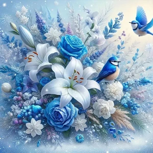 Диамантная картина Цветы и птицы , 40 40 см, 30 цветов, 5D DIY