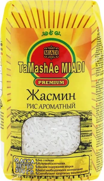 Рис длиннозерный TAMASHAE MIADI Premium Жасмин, 500г