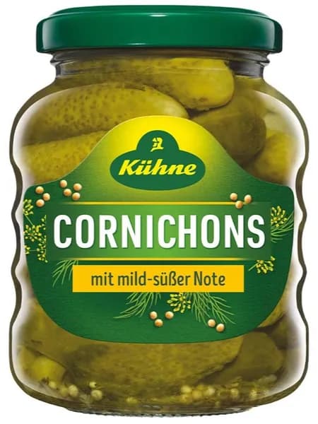 Огурцы Kuhne Корнишоны сладкие Cornichons sweet, 180г