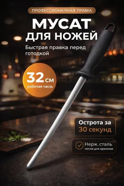 Мусат для ножей 32 см из нержавеющей стали, профессиональная правка кухонных ножей