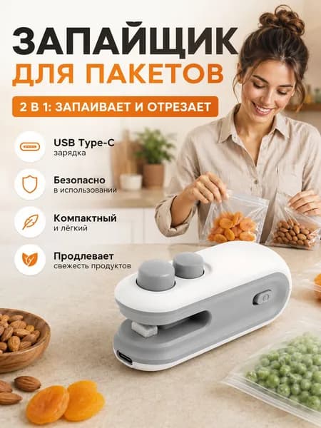 Запайщик пакетов портативный, ручной, кухонный вакуумный упаковщик для продуктов, запаиватель пакетов