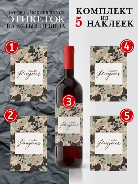 Наклейки на бутылки вина на день рождения