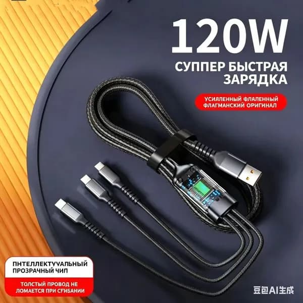 100 Вт Универсальный зарядный кабель 3 в 1 с разъемами порта Micro USB Type-C