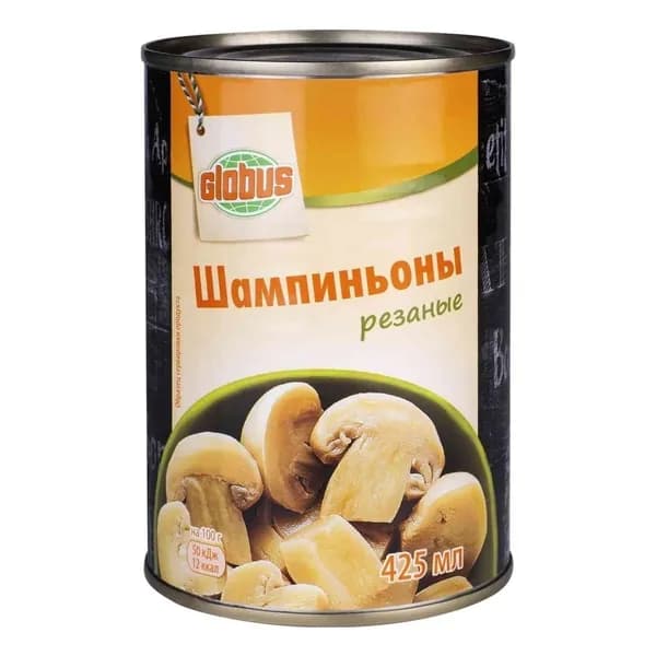 Шампиньоны Глобус резаные,400 г