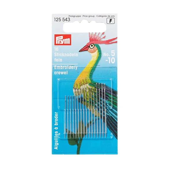 Иголки для шитья и вышивания (Crewels) №5-10, 16 шт, Prym