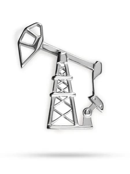 Брошь "станок-качалка" для нефтяника серебро 925