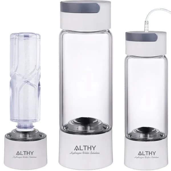 Водородная бутылка, Генератор водородной воды, ALTHY H2-CLASSIC1, Standard DuPont SPE & PEM Двухкамерная технология, стеклянный корпус, Портативный ионизатор воды