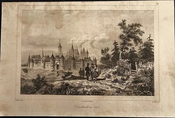 Антикварная гравюра. Вид Смоленска 1838 год.