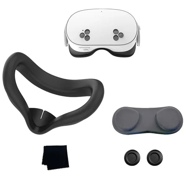 Силиконовый чехол для VR-очков Meta Quest 3S: для лица, линз и джойстика (чёрный)