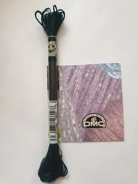 Нитки Мулине ДМС Satin /Франция/ серия 1008F, 100% вискоза, аквамарин, темный S991, длина пасмы 8м ,