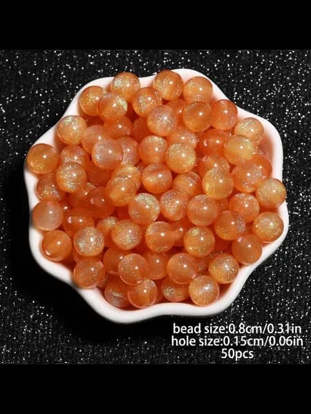 Бусины из смолы оранжевые 0.8 см, 50 шт