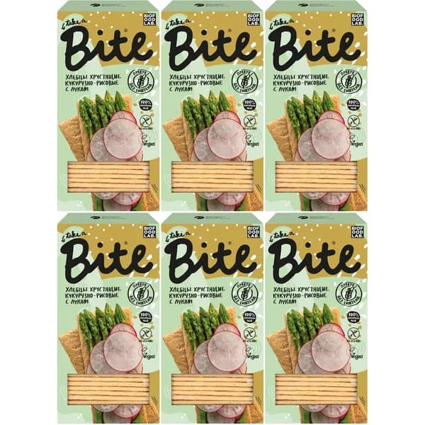 Хлебцы кукурузно-рисовые Take a Bite хрустящие с луком 150 г, набор: 6 штук