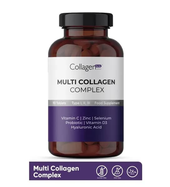Collagen Forte мультиколлаген комплекс гиалуроновая кислота цинк витамин C селен 90 таблеток